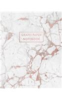Graph Paper Notebook: White Marble and Rose Gold Inlay - 8 x 10 - 5 x 5 Squares per inch - 100 Quad Ruled Pages - Cute Graph Paper Composition Notebook for Children, Kids