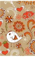 Lined Notebook A5 Size 110 Pages: Funny Ruled Journal. Cute Hand Drawn Doodle Cute Animal Bird Flower 053 Unique Student Teacher Blank Scrapbook/ Composition/ Planner Great For Home 