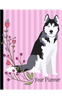 5 Year Planner: 2020 - 2024 Monthly Planner Organizer Undated Calendar And ToDo List Tracker Notebook Husky Dog Pink