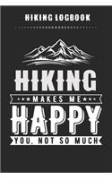 Hiking Logbook - Hiking Makes Me Happy You, Not So Much