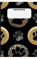 Composition Notebook: Wide Ruled Gold Effect Dog Lover Gift Journal For Girls and Boys (6" x 9", 110 pages)