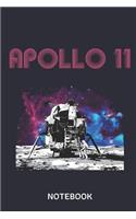 Apollo 11 Notebook: Large 6x9 Classic 110 Dot Grid Pages Notebook for Notes, Lists, Musings, Bullet Journaling, Calligraphy and Hand Lettering or School.