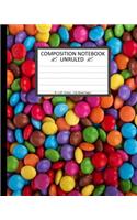 Unruled Composition Notebook 8" x 10". 120 Pages. Button Candy Chocolate