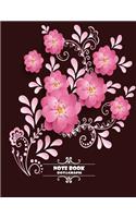 Notebook Dot&Graph: Graphic Flowers On The Brown Cover Notebook Journal Diary, 110 pages, DOTGrid 55pages&GRAPH 55pages 8.5" x 11"(5 Graphic Flowers Notebook Dot&graph)