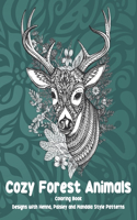 Cozy Forest Animals - Coloring Book - Designs with Henna, Paisley and Mandala Style Patterns