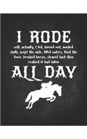 Horse Gifts for Girls: I Rode All Day And Fixed Fence Brushed Horses Composition Notebook College Wide Ruled Lined 8.5x11 Gift for horseback riding girl boy on rodeo farm