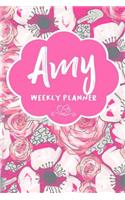 Amy Weekly Planner: Undated Version include Habit Tracker Monthly Review Journal Prompt book Dot Grid Note