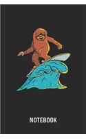 Notebook: Blank & Dotted Surfing Bigfoot Journal (6" x 9") For Every Surfer