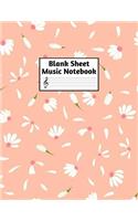 Blank Sheet Music Notebook: Easy Blank Staff Manuscript Book Large 8.5 X 11 Inches Musician Paper Wide 12 Staves Per Page for Piano, Flute, Violin, Guitar, Trumpet, Drums, Cell