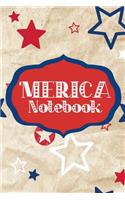 'MERICA Notebook: 4th of July Lined Composition Notebook