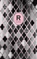 Initial R Monogram Journal - Dot Grid, Moroccan Black, White & Blush Pink