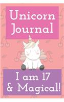 Unicorn Journal I am 17 and Magical: unicorn blank lined journal notebook and sketch book gift to learn drawing 121 pages 6x9 inch for adults children boys girls kids