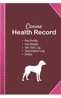 Canine health record: Dog vaccine record book - Pet health record - Puppy vaccine record - 101 pages, 6"x9" - Paperback - red brown background reinforcement reinforcement