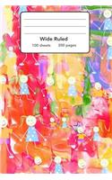 Wide Ruled Composition Notebook 6" x 9". Children Holding Hands Watercolor Paint: 6" x 9". 200 Pages. Book Cover With Beautiful Children Holding Hands Watercolor Paint Background Pattern.
