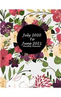 July 2020 To June 2021 Monthly Planner: Floral Premium Cover, Calendar Book July 2020-June 2021 Weekly/Monthly/Yearly Calendar Journal, Large 8.5" x 11" 365 Daily journal Planner, 12 Month