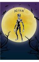 Alien Notebook Halloween Journal: Spooky Halloween Theme Blank Lined Student Exercise Composition Book/Diary For Sci-fi Aliens Outer Space & UFO Lovers, 6x9, 130 Pages (Halloween Edi