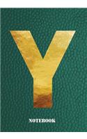 Y Notebook: Letter 'a' Notebook, Composition, Exercise or Log or Study Book - Green Cover