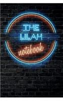 The LILAH Notebook: Vintage Blank Ruled Personalized & Custom Neon Sign Name Dotted Notebook Journal for Girls & Women. Wall Background. Funny Desk Accessories. Retro B