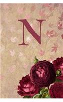 N: Initial roses floral line notebook jotter