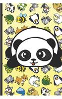 Daily and Weekly Chore Chart Notebook for Kids: Panda Cartoon on Cover with Zebras Whales Dogs Frogs Cows Sloths Penguins Raccoons Sheep Goats and Turtles on Yellow Background.