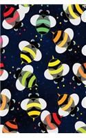 Wide Ruled Composition Notebook 6" x 9". Colorful Bees On Black Design Art: 6" x 9". 200 Pages. Book Cover With Beautiful Colorful Bees On Black Design Art Background Pattern.