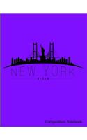 New York USA Composition Notebook: New York City USA Skyline Composition Notebook Binder- 8.5 x 11 - 200 pages (100 sheets) College Ruled Lined Paper. Glossy Purple Cover.