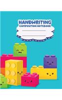 Handwriting composition notebook, Cute colorful emoji lego