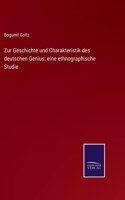 Zur Geschichte und Charakteristik des deutschen Genius
