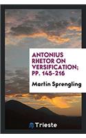 Antonius Rhetor on Versification; pp. 145-216