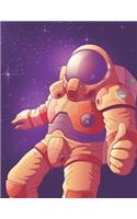 Astronaut in Space Showing Thumbs Up - Blank Lined Notebook