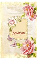 Notebook: Blank Lined Notebook Journal - Pink Roses and Butterflies Design Cover