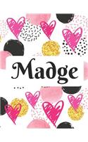 Madge: Personalized Name Journal with blank lined paper