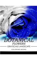 Botanical Flowers GRAYSCALE Landscape Coloring Books Volume 3