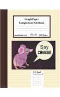 Graph Composition Notebook 4 Squares per inch 4x4 Quad Ruled 4 to 1 / 8.5 x 11 100 Sheets: Cute Funny Say Cheese Gift Notepad / Grid Squared Paper Back To School Gift Notebook For Math Teens Science Adults Students Programmers note taking 