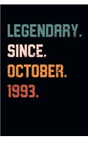 Blank Lined Journal, Notebook, Diary, Planner - Legendary Since October 1993 - 26th Birthday Gift For 26 Years Old Men and Women born in October: Medium College-Ruled Journey Diary, 110 page, Lined, 6x9 (15.2 x 22.9 cm)