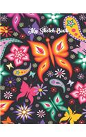 Sketch Book: Pretty Watercolor Butterflies Blank Sketchpad for Women & Girls., Large Unlined Notebook Journal for Drawing, Doodling & Writing Doodle Diaries 109 