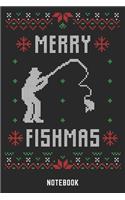 Merry Fishmas Notebook: A5 Punkteraster Lustiges Weihnachts Motiv Notizbuch für Weihnachten oder Nikolaus als Geschenk für die Adventszeit, Weihnachtswünsche und Weihnachts