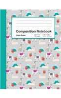 Composition Notebook: Peruvian Llama Pattern - Wide Ruled:: Softcover Book - Home Office, School, Girl Student Teacher, Class Notes, Writing Paper:: 7.44" x 9.69" - 100 l