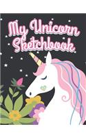 My Unicorn Sketchbook: Blank Unlined Doodle Book V4