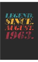 Legend Since August 1963: Blank Lined Notebook / Journal (6 X 9) - 56th years old Birthday Gift and Anniversary Gift for Women and Men