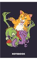 Notebook: Cat Fighting Zombie 6 x 9 inch dot grid - 120 pages for Creative Cat Lovers