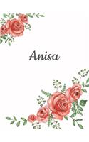 Anisa: Personalized Composition Notebook - Vintage Floral Pattern (Red Rose Blooms). College Ruled (Lined) Journal for School Notes, Diary, Journaling. Flo