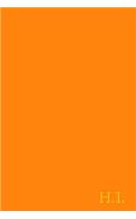 H.I.: Gold on Dark Orange Fashion Color Monogram Personalized Notebook with Two Initials. Matte Soft Cover Professional Style With120 Blank Lined Pages