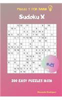 Puzzles for Brain - Sudoku X 200 Easy Puzzles 16x16 vol.21