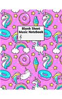 Blank Sheet Music Notebook: Easy Blank Staff Manuscript Book Large 8.5 X 11 Inches Musician Paper Wide 12 Staves Per Page for Piano, Flute, Violin, Guitar, Trumpet, Drums, Cell