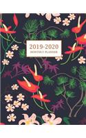 2019-2020 Monthly Planner: Large Academic Year Planner with Inspirational Quotes and Flower Coloring Pages, Volume 4