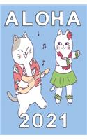 Aloha 2021 Notebook: hawaiian Graph Paper Notebook with 120 pages 6x9 perfect as math book, sketchbook, workbook with cats 120 Pages