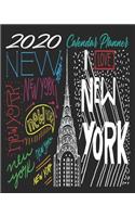 2020 Calendar Planner: Black - 2020 I Love New York, The Big Apple Calendar Organizer - Monthly - Weekly - Year At A Glance - 67 Pages - 8 x 10 Inch Notebook