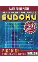 Suduko for adults: fiendish sudoku - Sudoku Hard Brain Games for Adults Large Print Puzzle - Sudoku Puzzles and Solution for Adults & Seniors