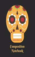 Composition Notebook: Orange Skull & Black - College Ruled Blank Lined School Subject, Diary, exercise book for teachers, kids, teenager, students, adults, home, college (2 Composition Workbook Journal)